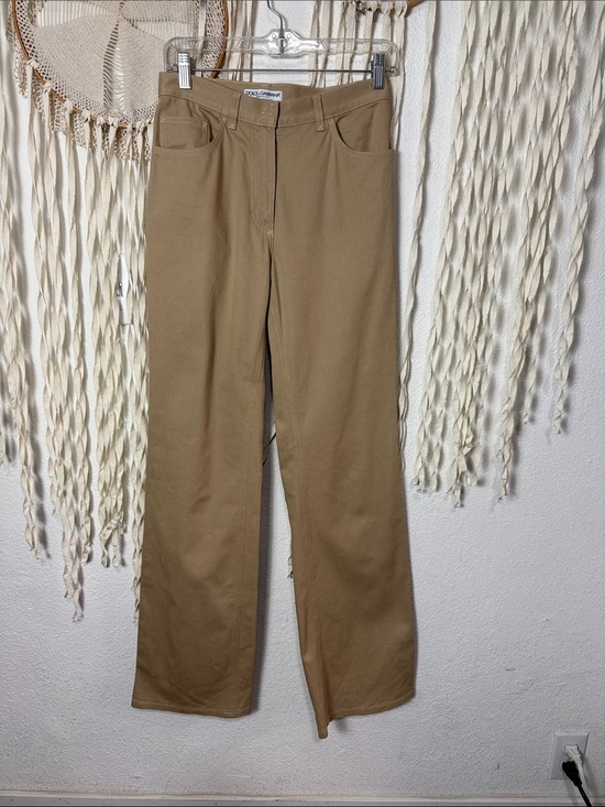 Dolce & Gabbana Pants - Dolce & Gabbana Tan Classic Straight Leg Cotton Blend Pant Size 38/US2
